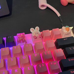 Pink Cute Bunny Kirby Anime Character Keycap, for OEM switches, Nintendo